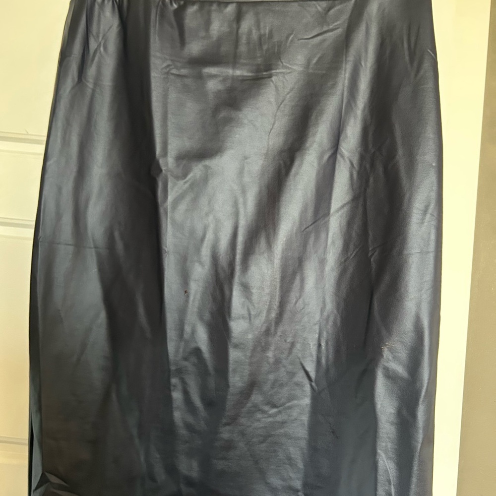 Elegant Navy Like-Leather Skirt